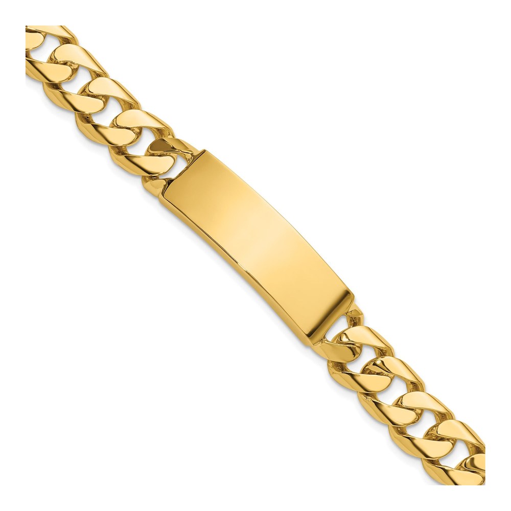 Herco 14K Yellow Gold Polished Solid 13.2mm Curb 9 Inch Id Bracelet with Box Catch Clasp