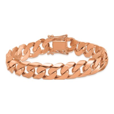 14K Rose Gold 13.2mm Curb Chain Bracelet – view 3