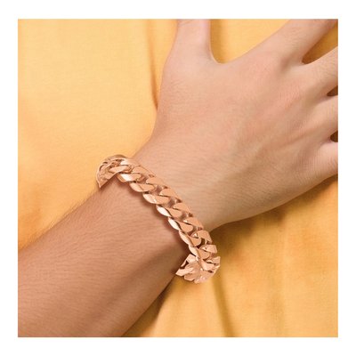 14K Rose Gold 13.2mm Curb Chain Bracelet – view 6