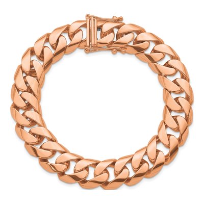 14K Rose Gold 13.2mm Curb Chain Bracelet – view 4