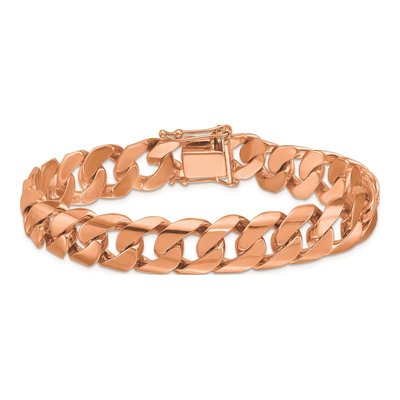 14K Rose Gold 13.2mm Curb Chain Anklet – view 3