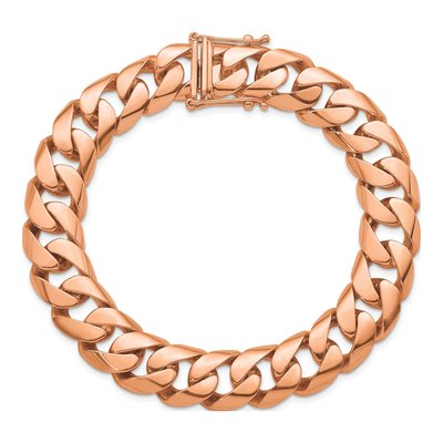 14K Rose Gold 13.2mm Curb Chain Anklet – view 4