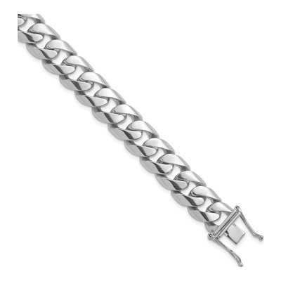 14K White Gold 13.2mm Curb Chain Bracelet