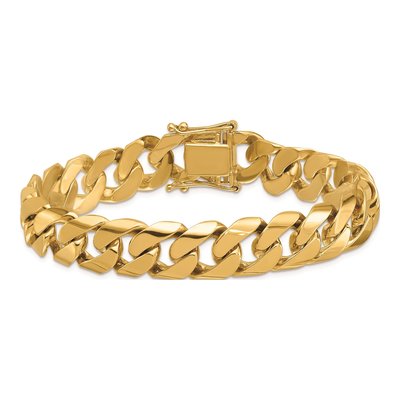 14K Yellow Gold 13.2mm Curb Chain Bracelet – view 5