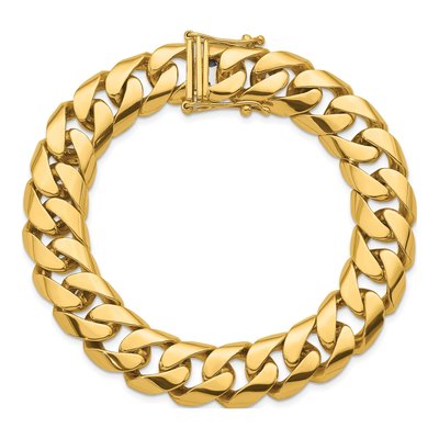 14K Yellow Gold 13.2mm Curb Chain Bracelet – view 6