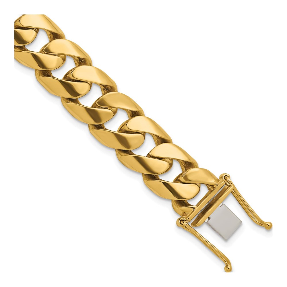 Herco 14K Yellow Gold Polished Solid 13.2mm Curb 9 Inch Chain Bracelet with Box Catch Clasp