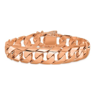 14K Rose Gold 15.7mm Curb Chain Bracelet – view 3