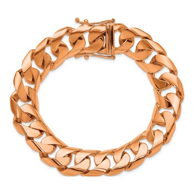 14K Rose Gold 15.7mm Curb Chain Bracelet – view 4