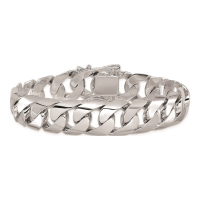 14K White Gold 15.7mm Curb Chain Bracelet – view 3