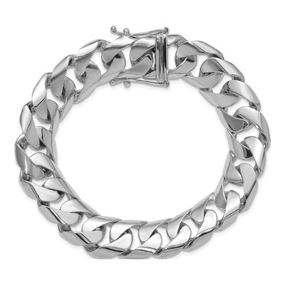 14K White Gold 15.7mm Curb Chain Bracelet – view 4