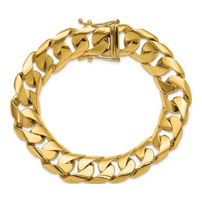 14K Yellow Gold 15.7mm Curb Chain Bracelet – view 5