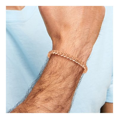 14K Rose Gold 8.5mm Curb Chain Bracelet – view 6