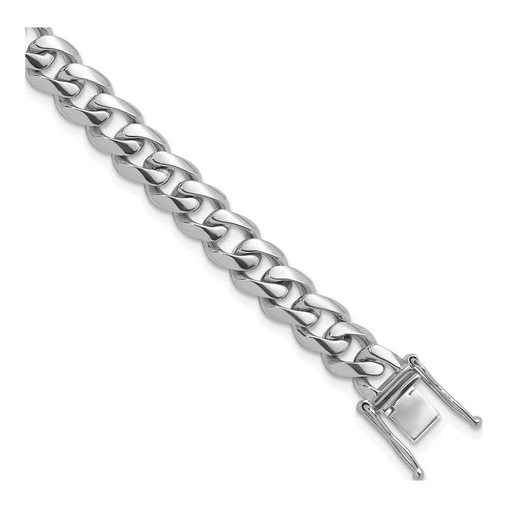 Herco 14K White Gold Rhodium-Plated Polished Solid 8.5mm Curb 8 Inch Chain Bracelet with Box Catch Clasp