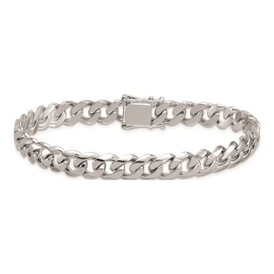 14K White Gold 8.5mm Curb Chain Bracelet – view 3