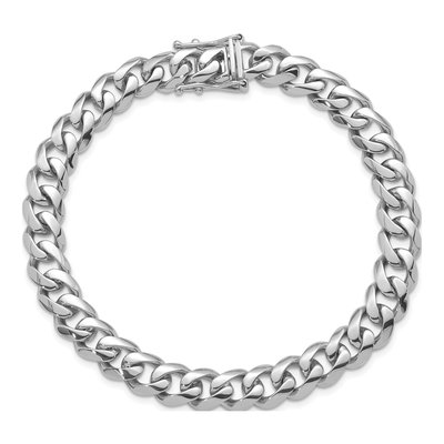 14K White Gold 8.5mm Curb Chain Bracelet – view 4