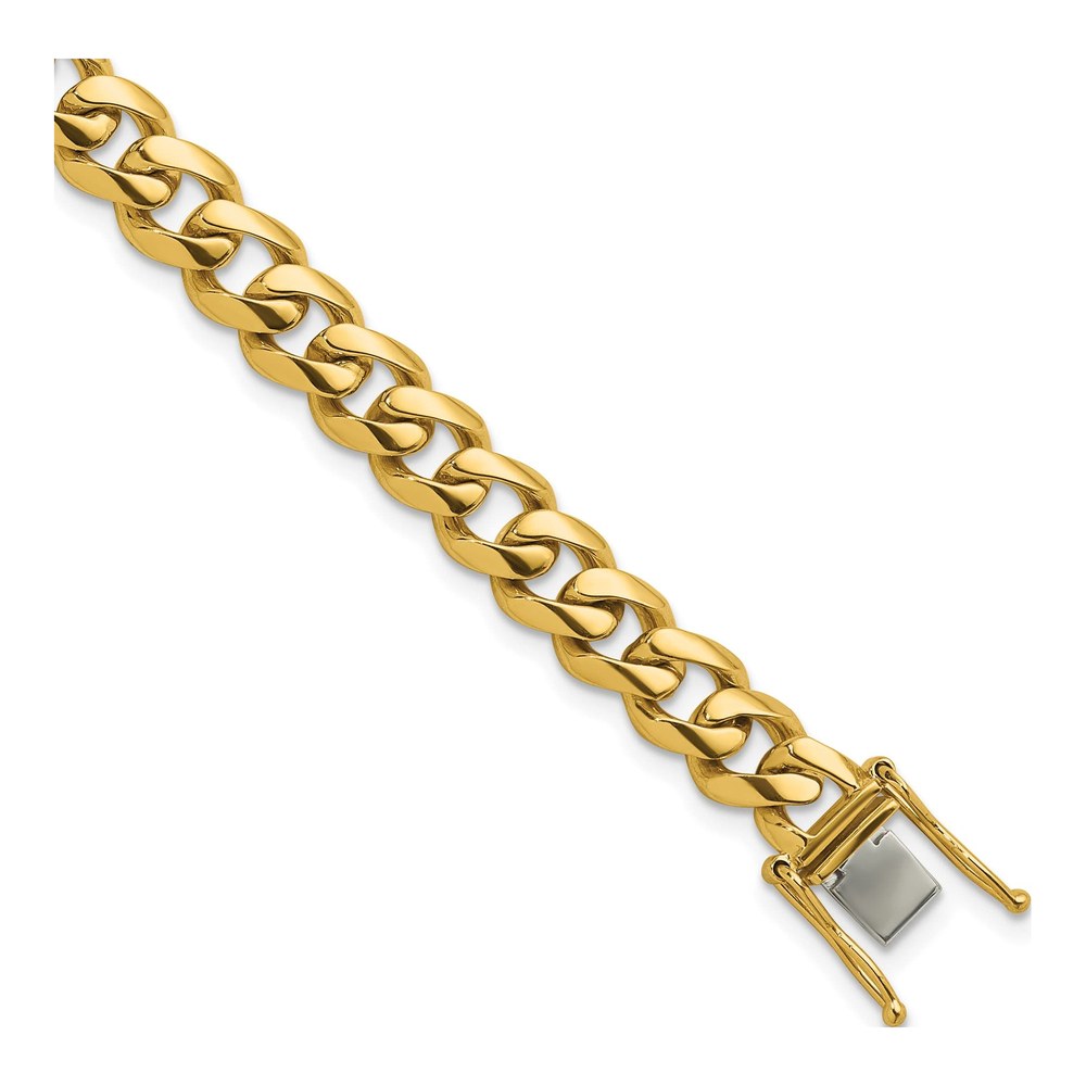 Herco 14K Yellow Gold Polished Solid 8.5mm Curb 7.5 Inch Chain Bracelet with Box Catch Clasp