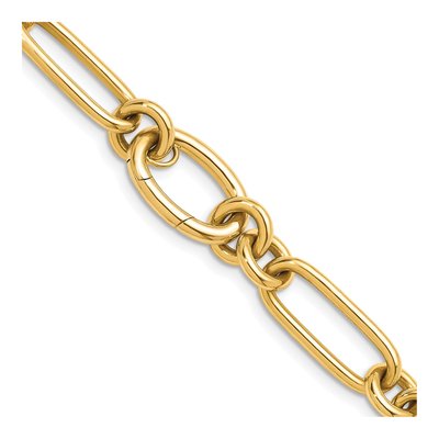 14K Yellow Gold 11mm Hollow Fancy Link Chain – view 5