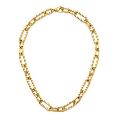 14K Yellow Gold 10mm Hollow Paperclip Chain – view 6