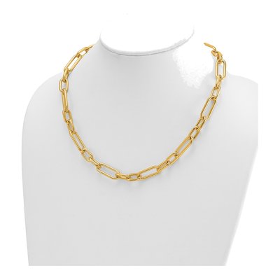 14K Yellow Gold 10mm Hollow Paperclip Chain – view 4