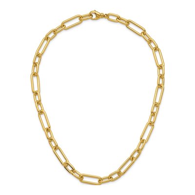 14K Yellow Gold 10mm Hollow Paperclip Chain – view 6