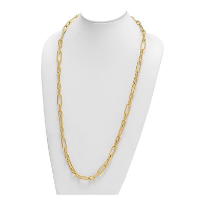 14K Yellow Gold 10mm Hollow Paperclip Chain – view 5
