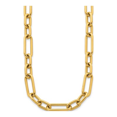 14K Yellow Gold 10mm Hollow Paperclip Chain