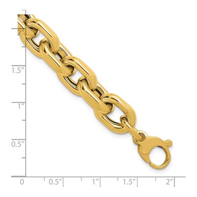 14K Yellow Gold 10.5mm Hollow Open Cable Chain Bracelet – view 4