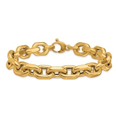 14K Yellow Gold 10.5mm Hollow Open Cable Chain Bracelet – view 5