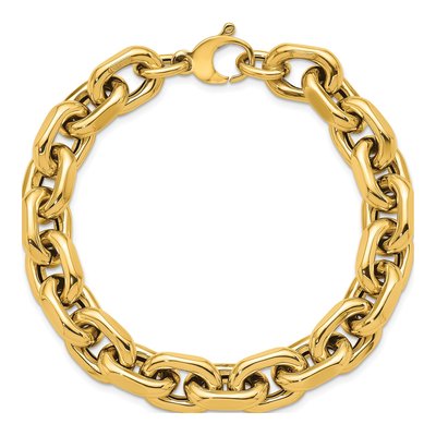 14K Yellow Gold 10.5mm Hollow Open Cable Chain Bracelet – view 6