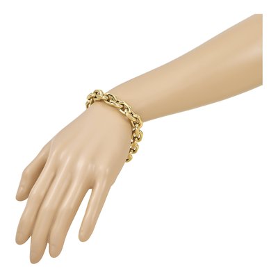 14K Yellow Gold 10.5mm Hollow Open Cable Chain Bracelet – view 7