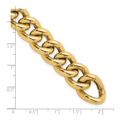 14K Yellow Gold 14.8mm Hollow Curb Chain Bracelet – view 4