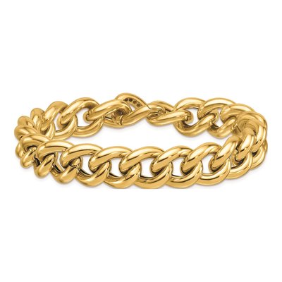 14K Yellow Gold 14.8mm Hollow Curb Chain Bracelet – view 5