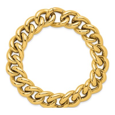 14K Yellow Gold 14.8mm Hollow Curb Chain Bracelet – view 6