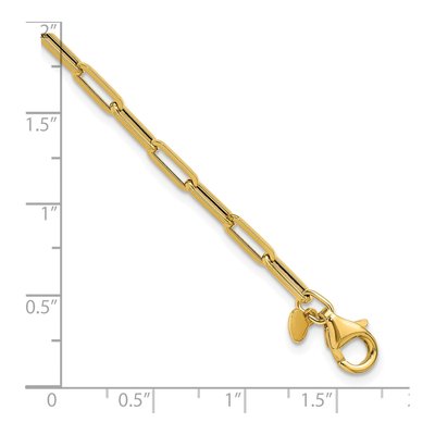 14K Yellow Gold 3mm Paperclip Chain Bracelet – view 3