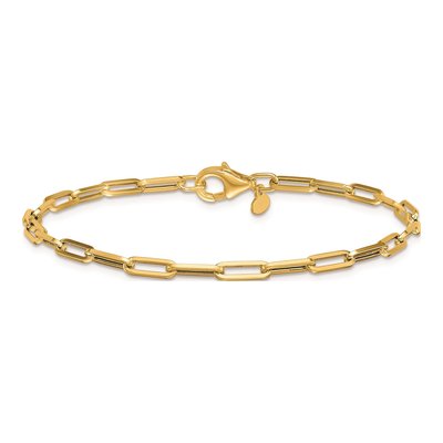 14K Yellow Gold 3mm Paperclip Chain Bracelet – view 4