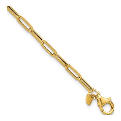 14K Yellow Gold 3mm Paperclip Chain Bracelet