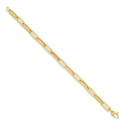 14K Yellow Gold 5.3mm Semi-Solid Paperclip Chain Bracelet – view 2