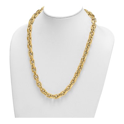 14K Yellow Gold 10.5mm Hollow Open Cable Chain – view 4