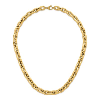 14K Yellow Gold 10.5mm Hollow Open Cable Chain – view 6