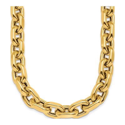 14K Yellow Gold 10.5mm Hollow Open Cable Chain