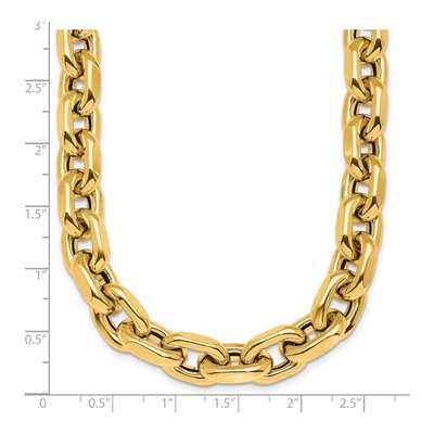 14K Yellow Gold 10.5mm Hollow Open Cable Chain – view 7