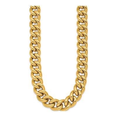 14K Yellow Gold 14.8mm Hollow Curb Chain – view 3