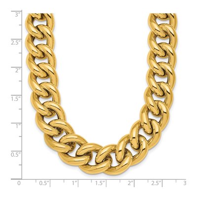 14K Yellow Gold 14.8mm Hollow Curb Chain – view 6