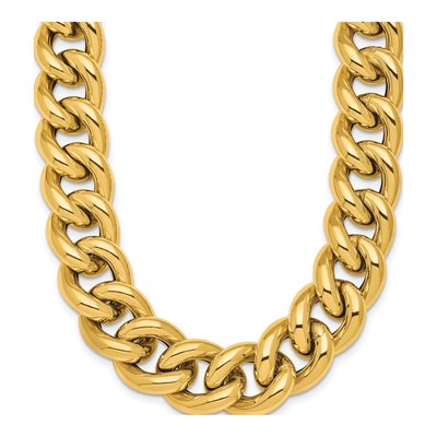 14K Yellow Gold 14.8mm Hollow Curb Chain