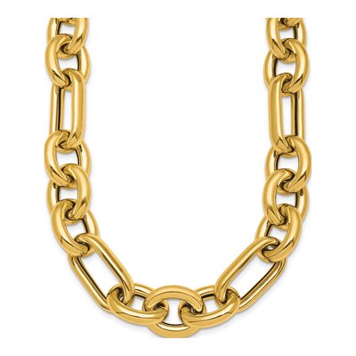 14K Yellow Gold 15.7mm Hollow Fancy Link Chain