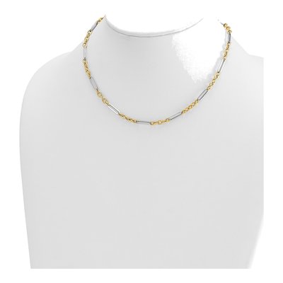 14K Two-Tone Gold 4mm Hollow Fancy Open Link Chain – view 4