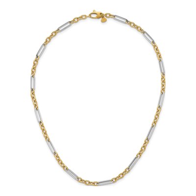14K Two-Tone Gold 4mm Hollow Fancy Open Link Chain – view 6