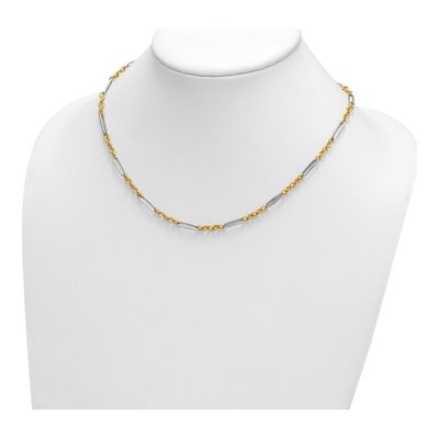 14K Two-Tone Gold 4mm Hollow Fancy Open Link Chain – view 4