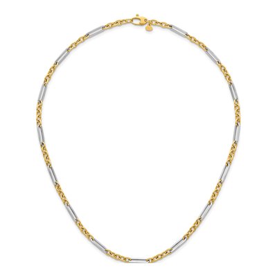 14K Two-Tone Gold 4mm Hollow Fancy Open Link Chain – view 6