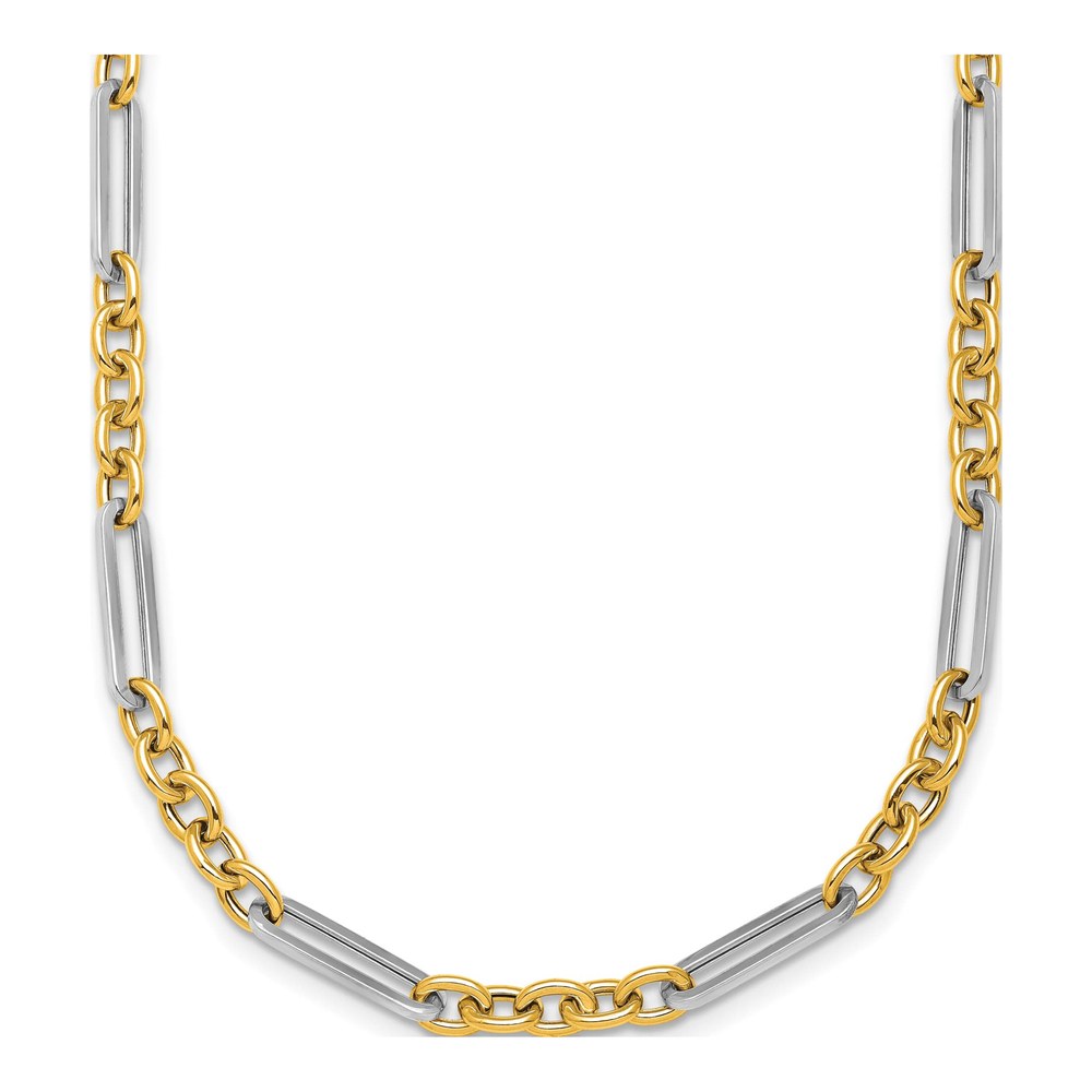 Herco 14K Two-Tone Polished Fancy Link 18 Inch Necklace with Lobster Clasp